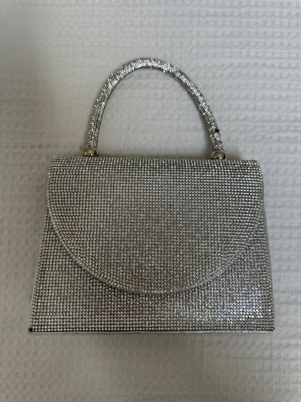 Silver Crystal Evening Top-Handle Bag